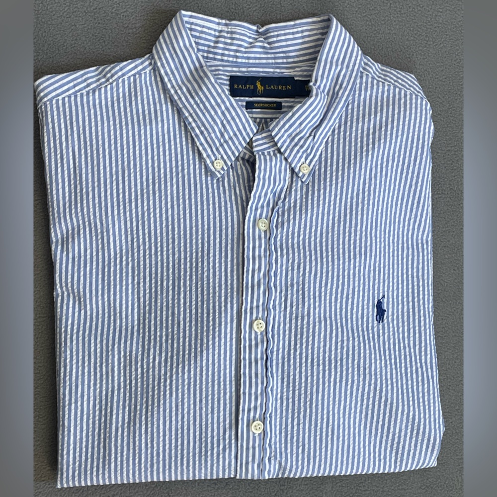 Ralph Lauren lavender pin‎ striped seersucker button down 2xl